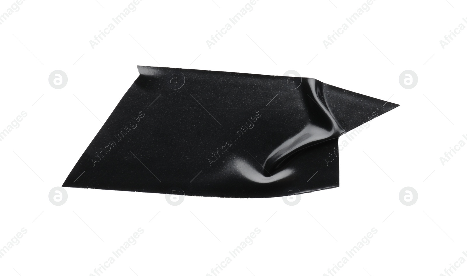 Photo of Piece of black insulating tape isolated on white, top view