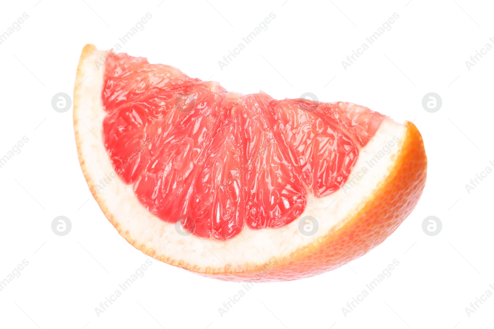 Photo of Citrus fruit. Slice of fresh ripe grapefruit isolated on white