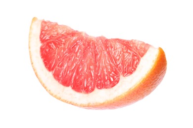 Photo of Citrus fruit. Slice of fresh ripe grapefruit isolated on white