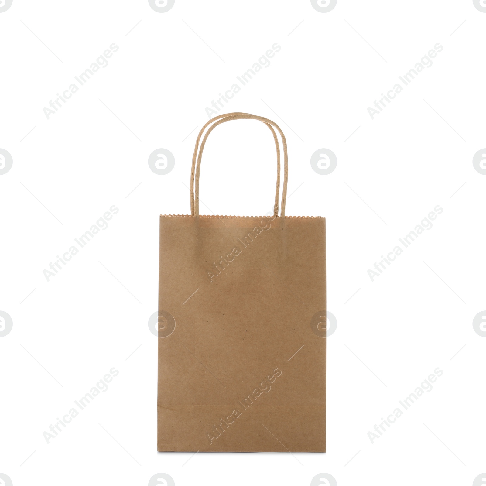 Photo of Mockup of paper shopping bag on white background