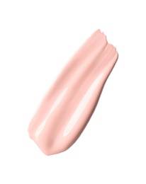Photo of Stroke of pink color correcting concealer isolated on white