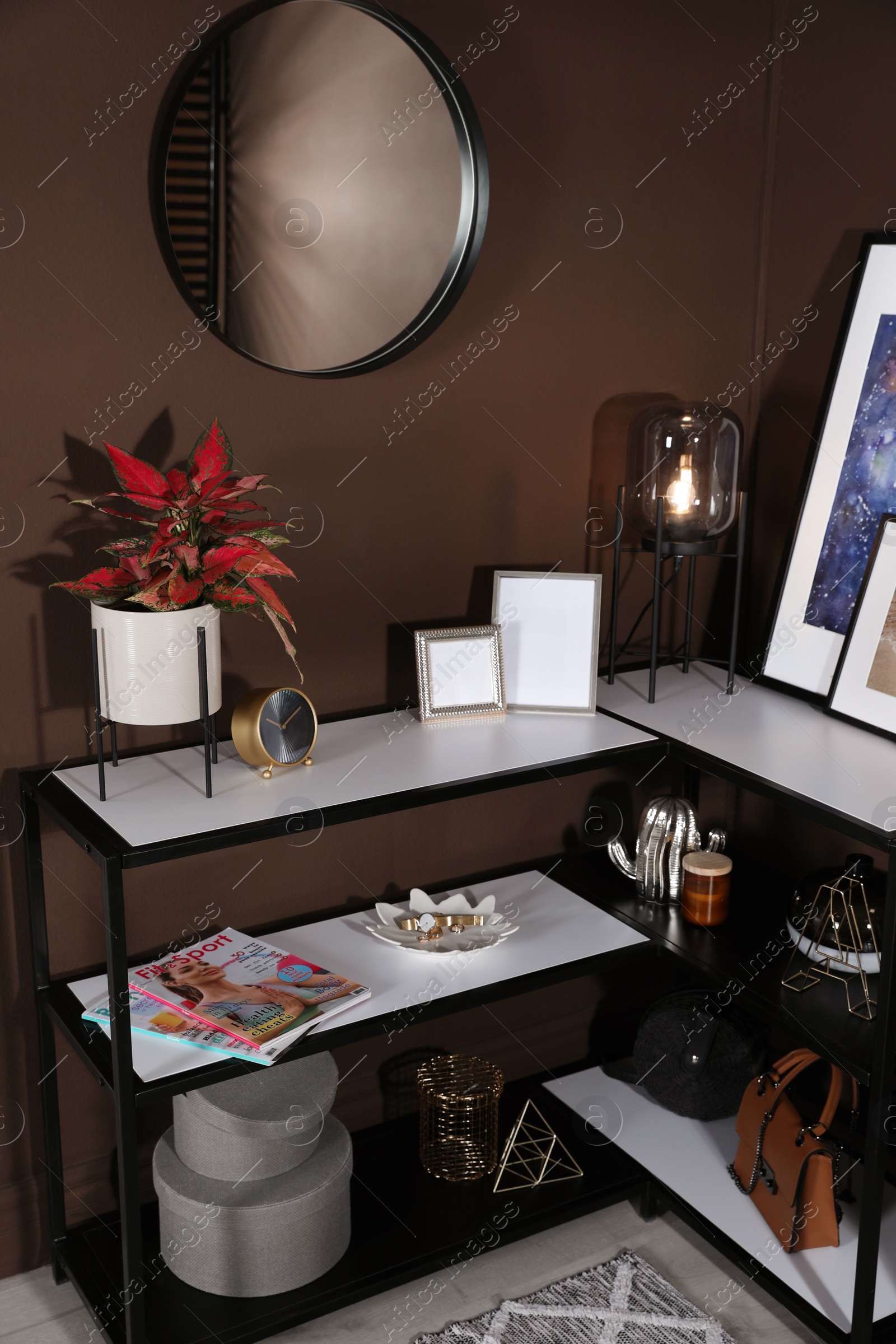 Photo of Hallway interior with console table and stylish decor