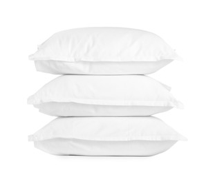 Photo of Stack of soft pillows isolated on white