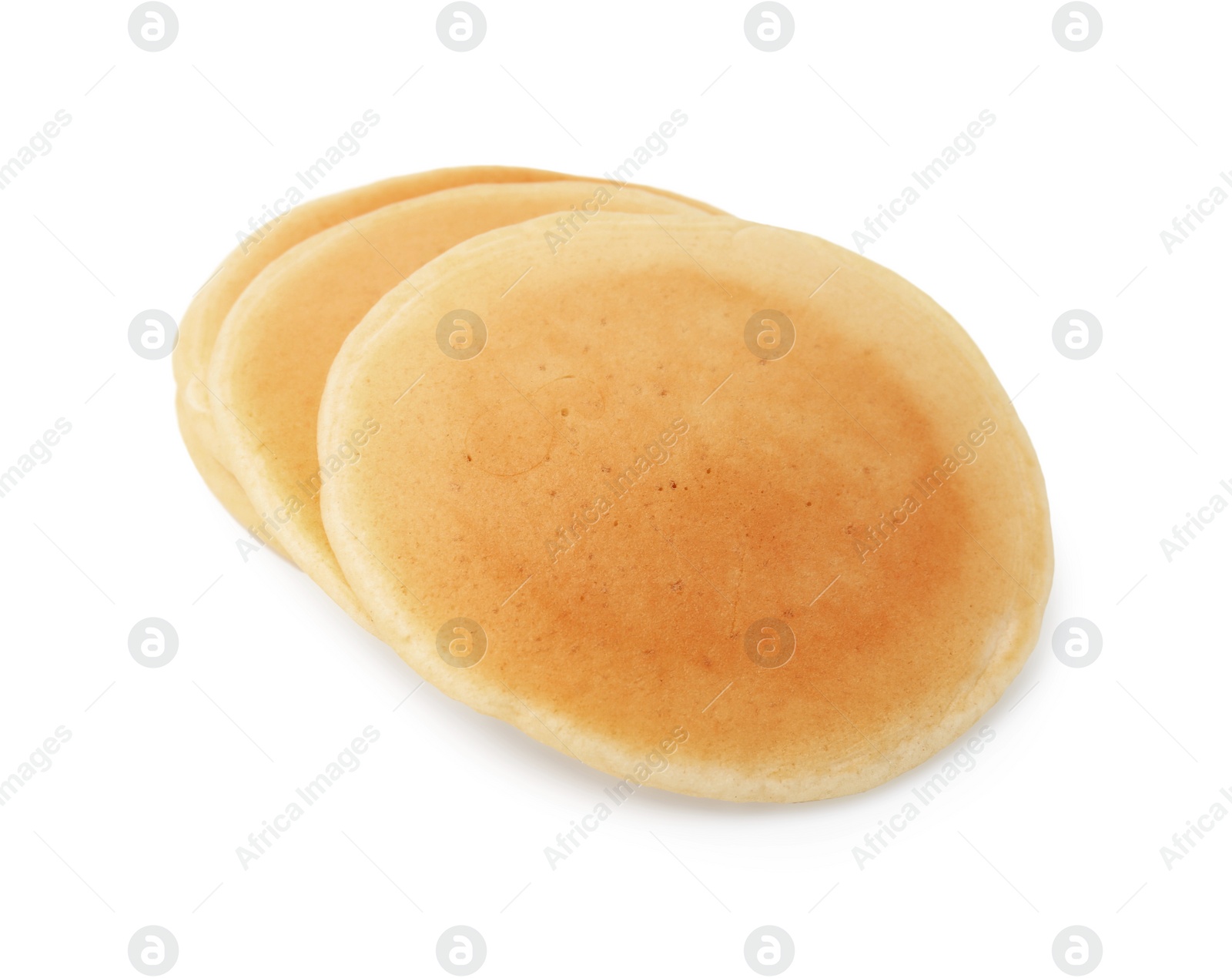 Photo of Delicious pancakes isolated on white. Tasty breakfast