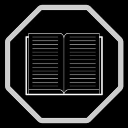 Image of Open book in frame, illustration on black background