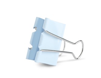 One binder clip isolated on white. Stationery item