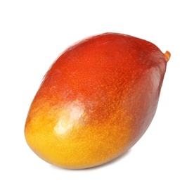 Photo of Delicious ripe mango on white background. Tropical fruit