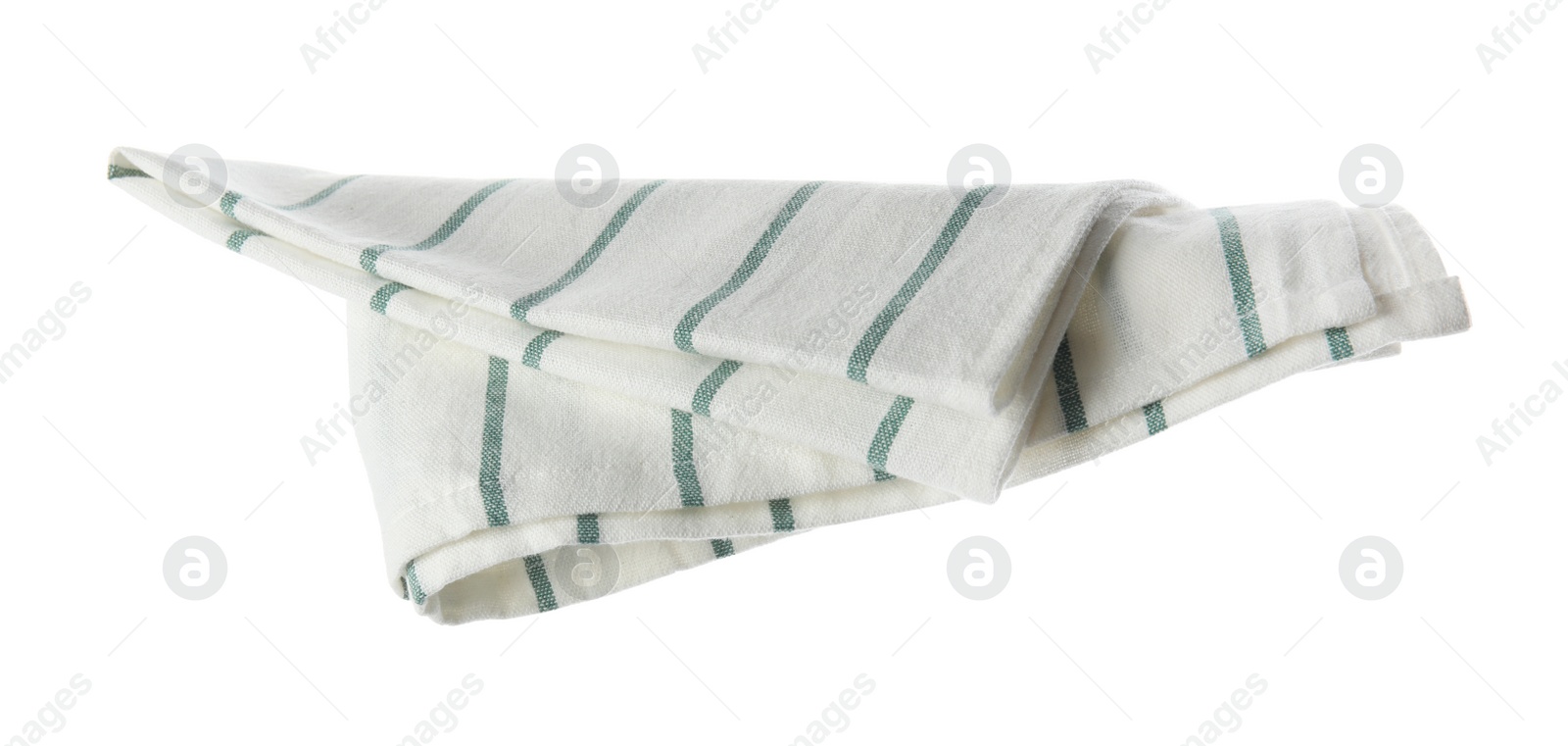 Photo of Soft striped fabric napkin isolated on white
