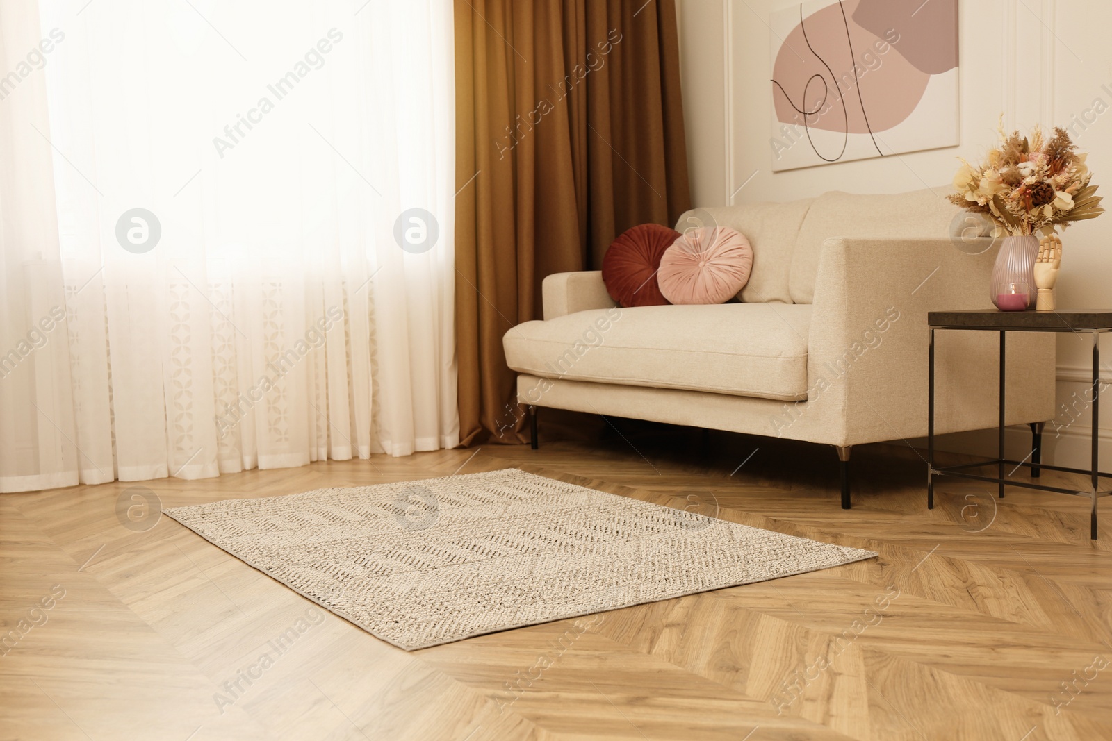 Photo of Living room interior with stylish furniture and carpet