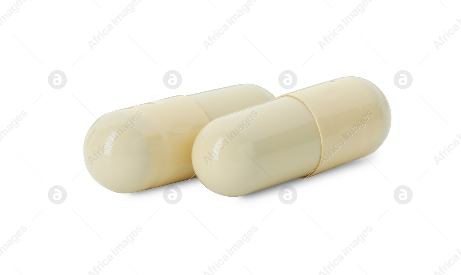 Photo of Vitamin capsules isolated on white. Health supplement