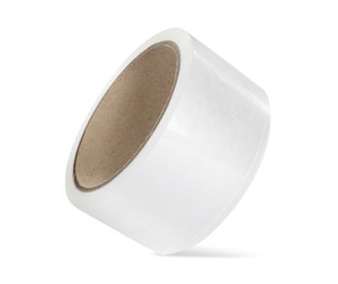 Roll of adhesive tape on white background