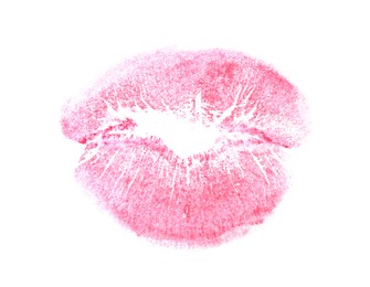 Lipstick kiss mark isolated on white, top view