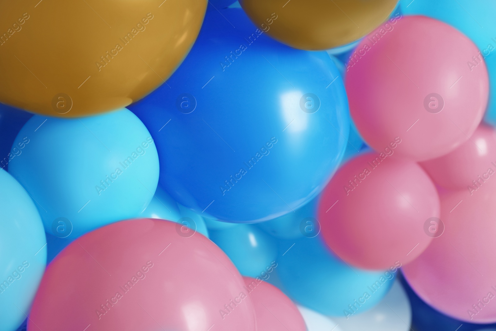 Image of Many color balloons as background. Party decor