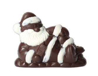 Photo of Sweet chocolate Santa Claus candy isolated on white