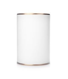 Mockup of tin can on white background