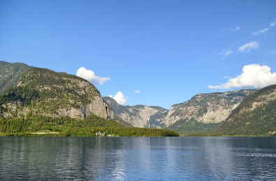 Photo of Beautiful landscape with mountains and river on sunny day