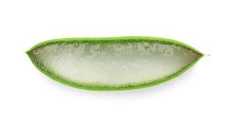 Photo of Fresh aloe vera slice isolated on white, top view
