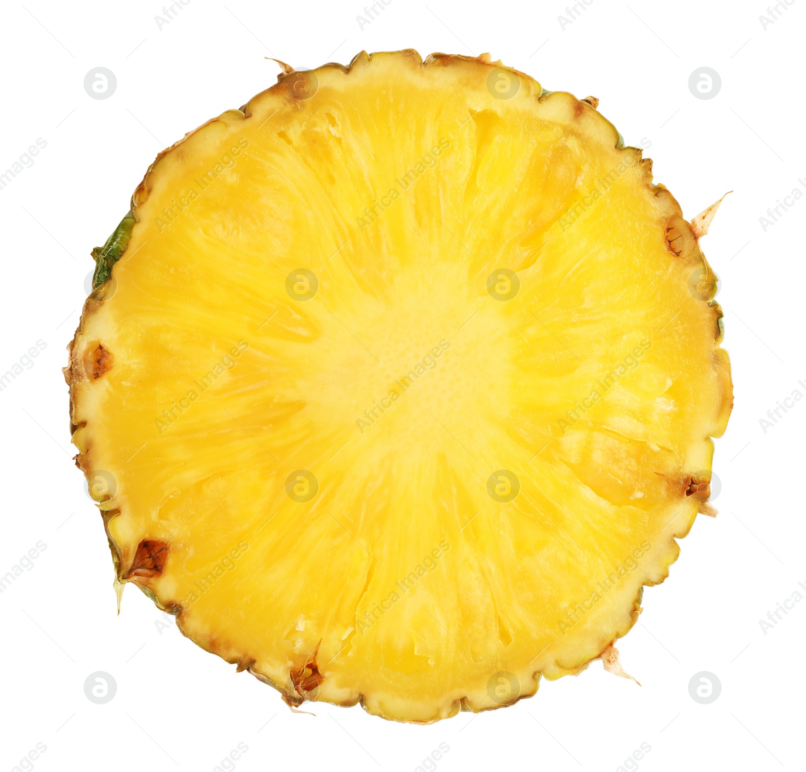 Photo of Slice of tasty ripe pineapple isolated on white