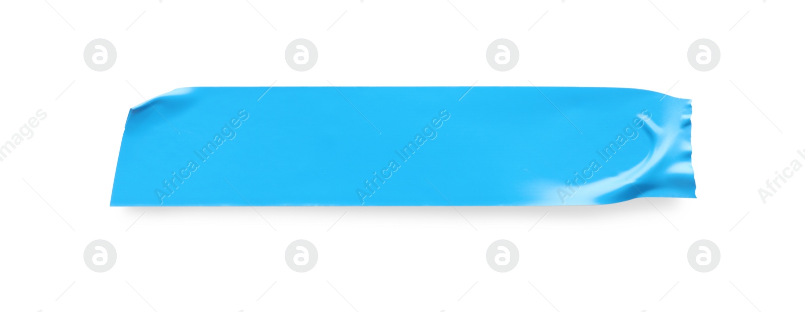 Photo of Piece of light blue insulating tape isolated on white, top view