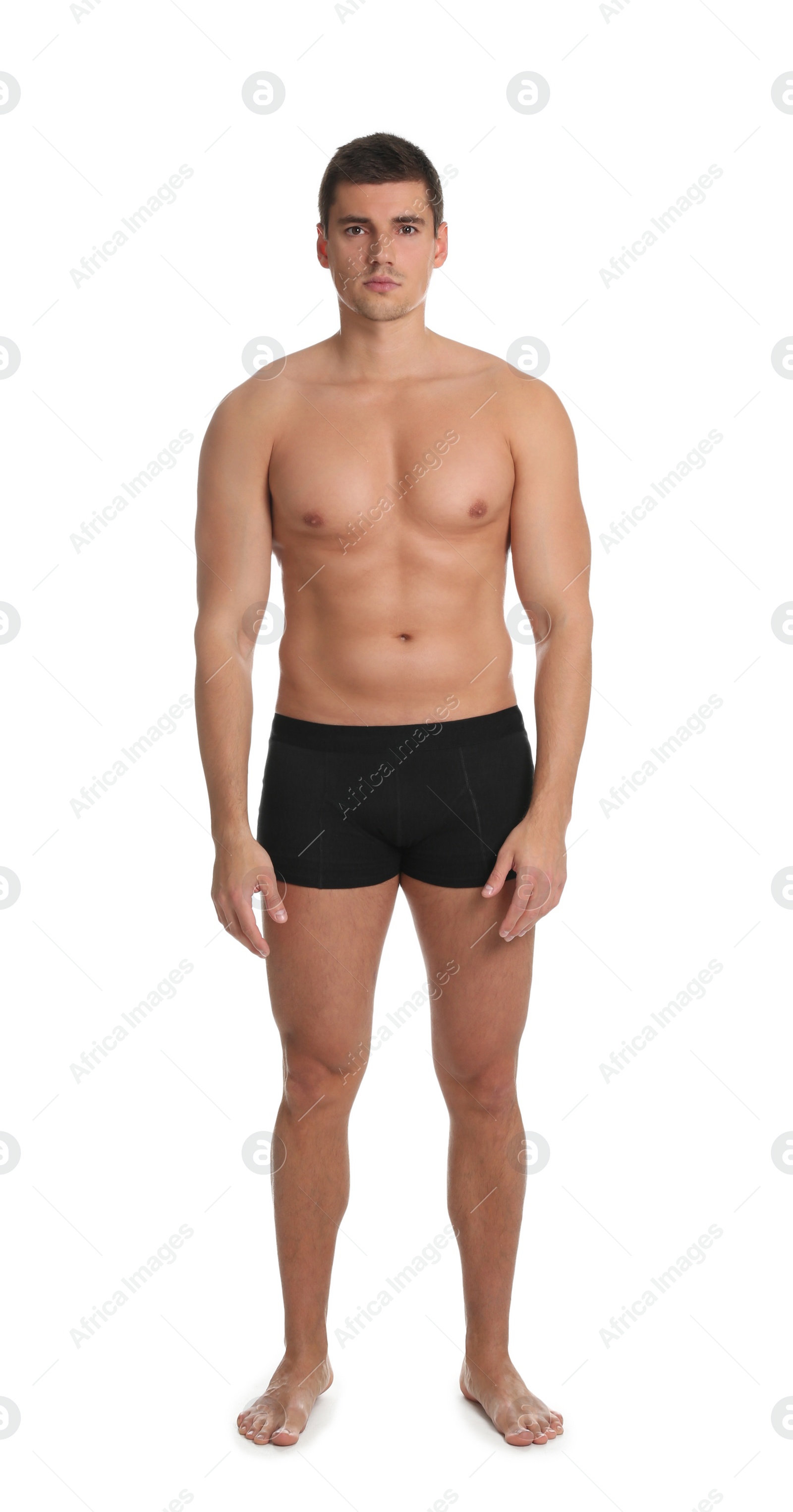 Photo of Man with sexy body on white background