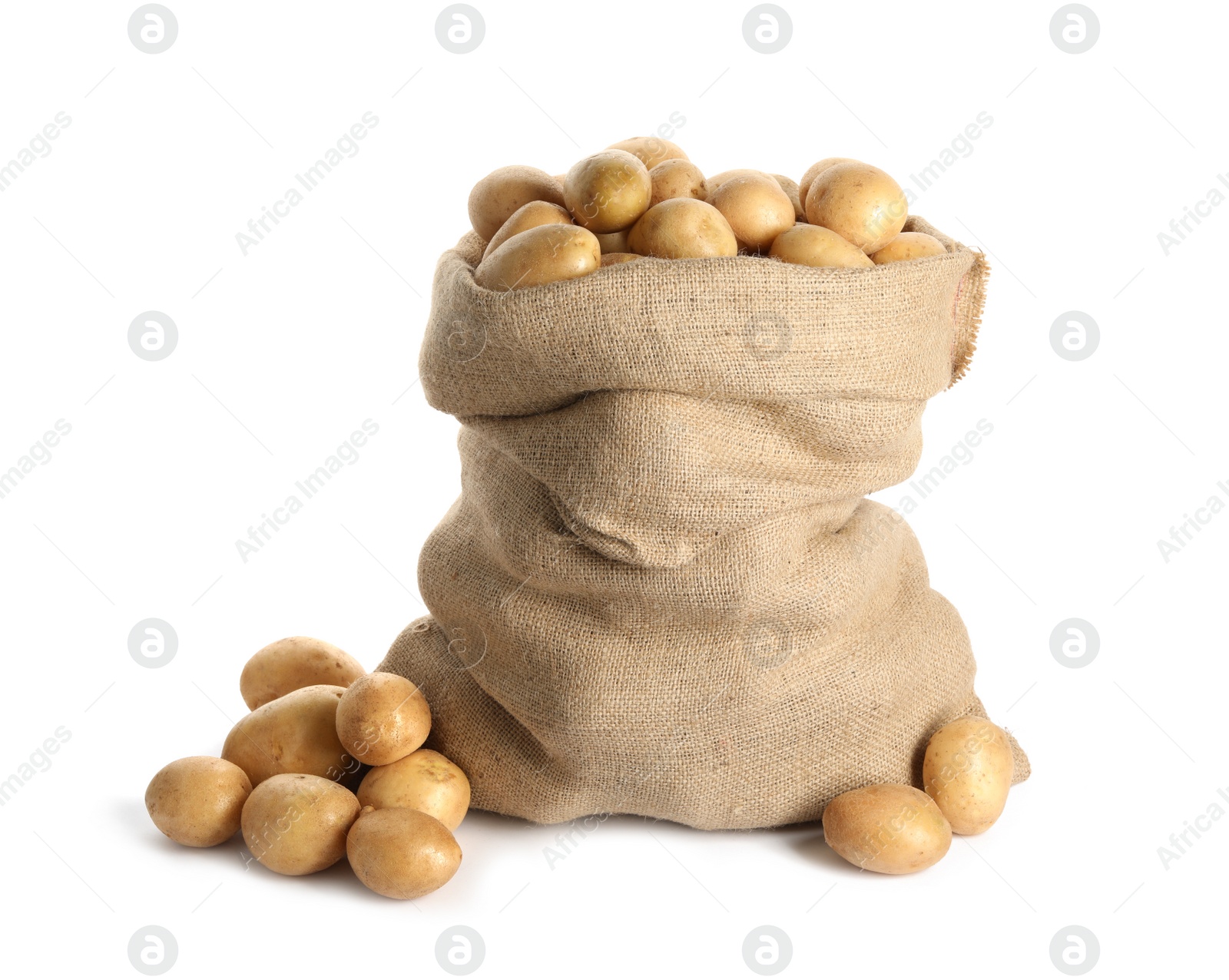 Photo of Raw fresh organic potatoes on white background