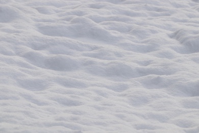 Photo of Beautiful snow as background, closeup. Winter weather