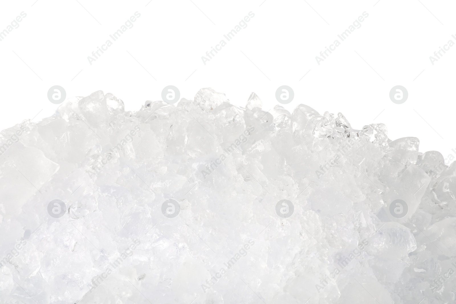 Photo of Heap of crushed ice on white background