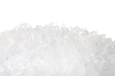 Photo of Heap of crushed ice on white background