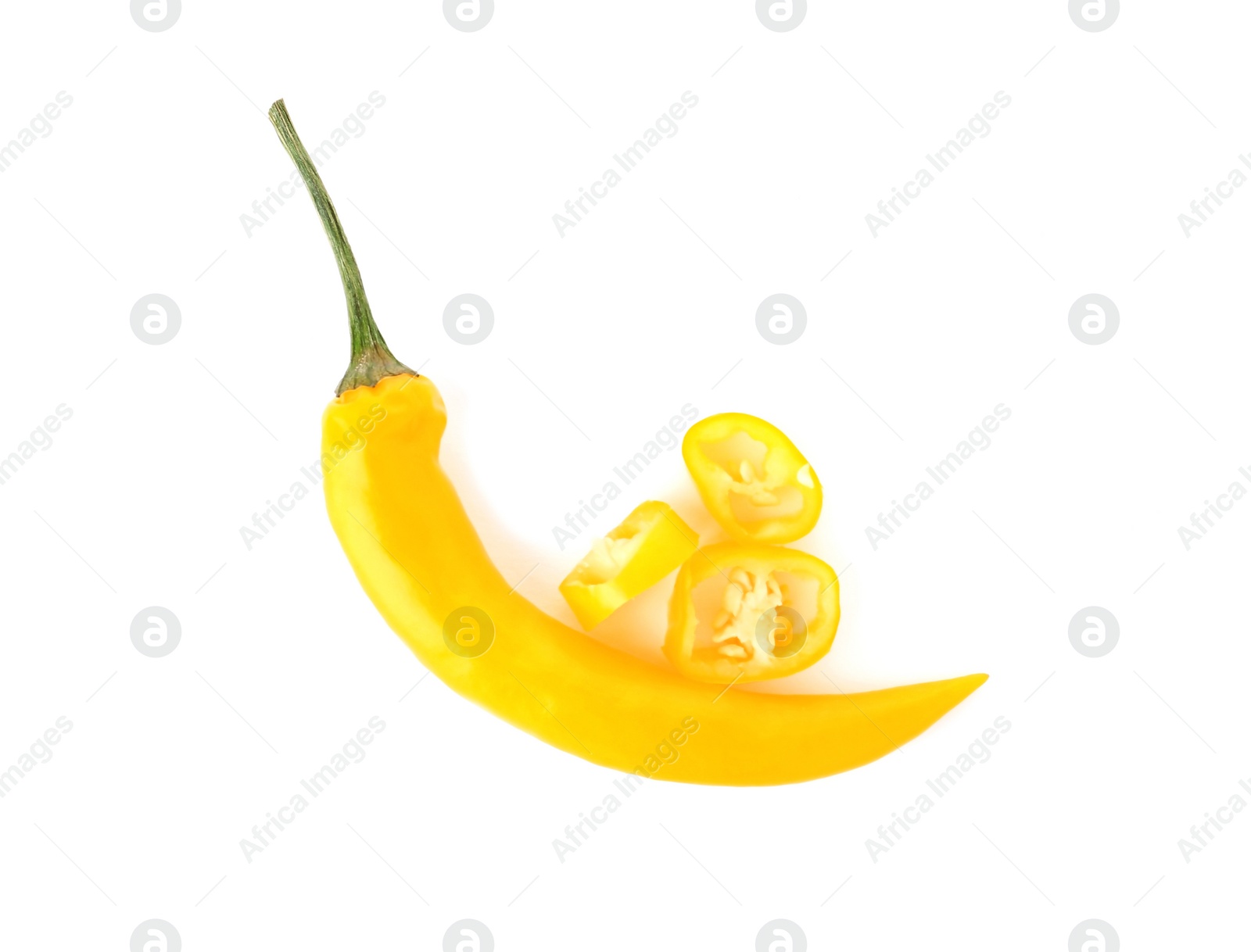 Photo of Ripe hot chili pepper on white background