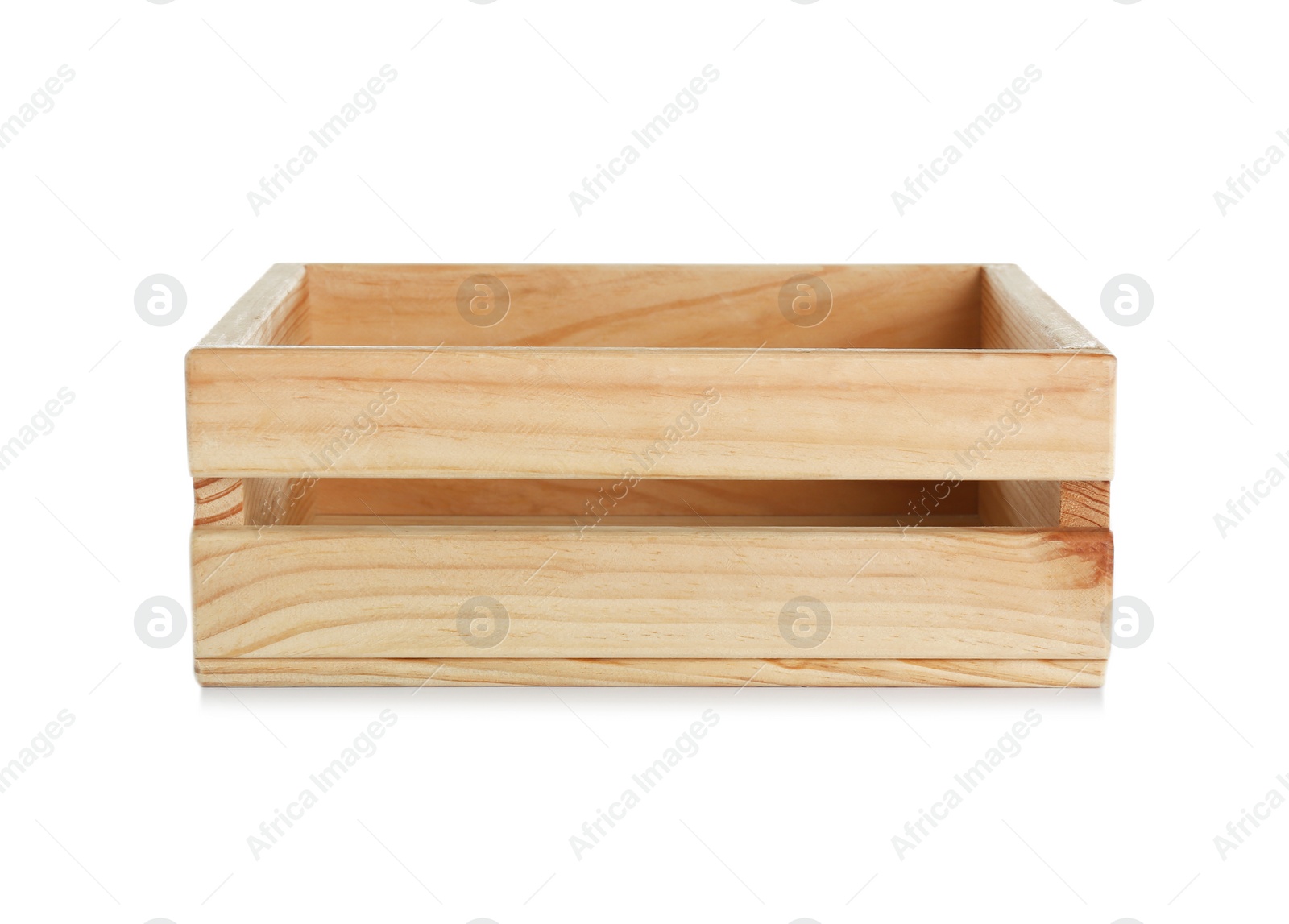 Photo of Wooden crate on white background. Shipping container