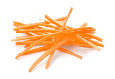 Photo of Cut ripe carrot on white background