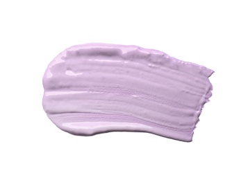 Photo of Stroke of purple color correcting concealer isolated on white