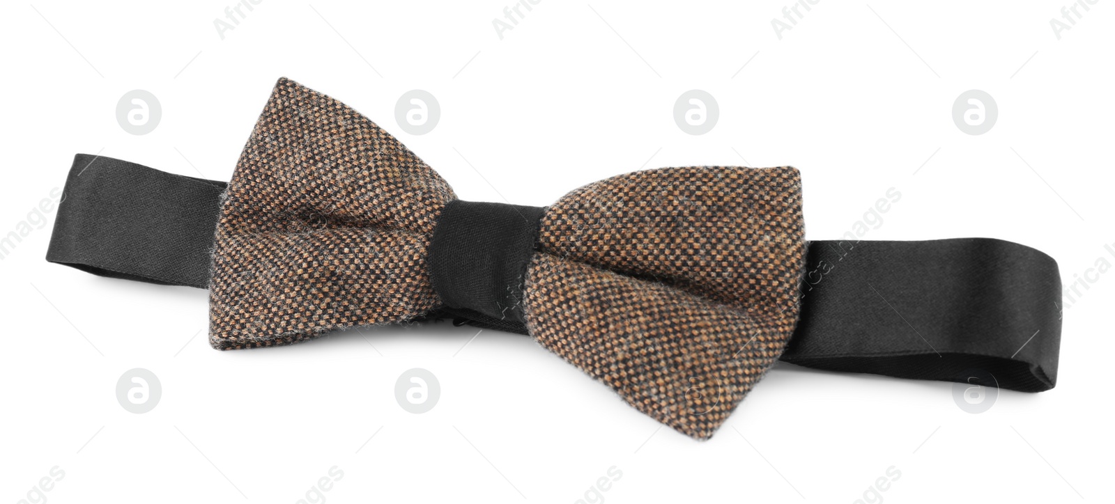 Photo of Stylish brown bow tie isolated on white