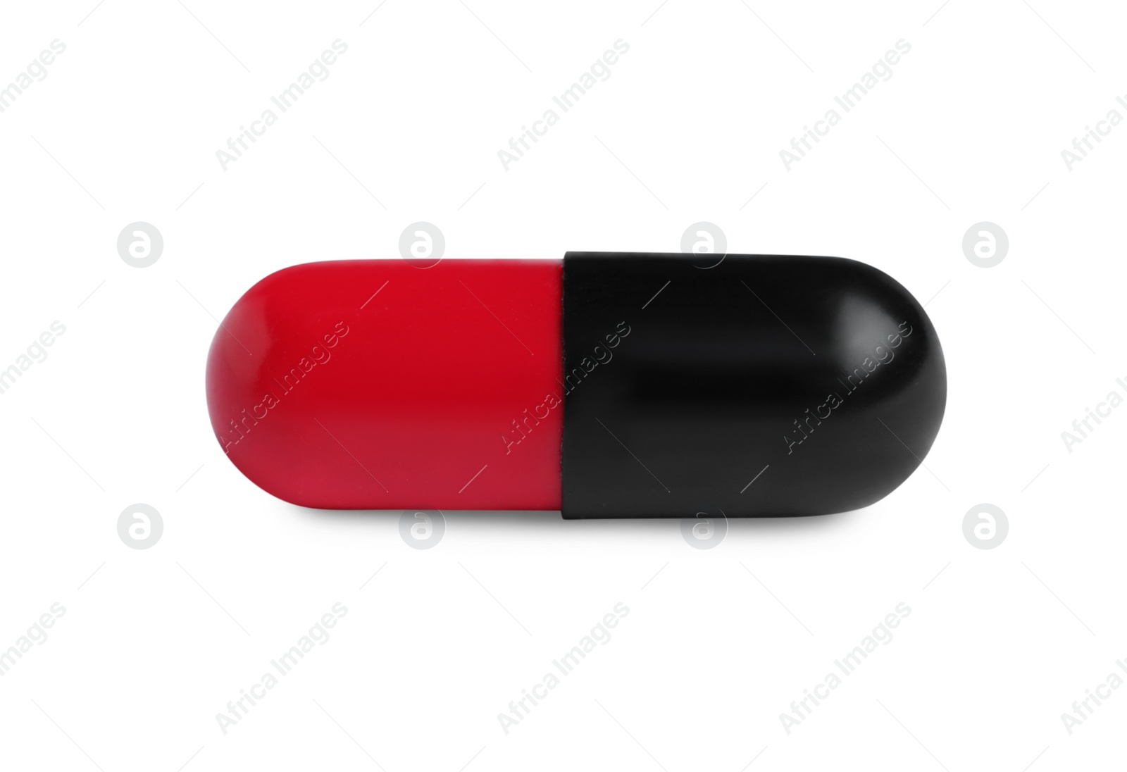 Photo of One pill on white background. Medicinal treatment