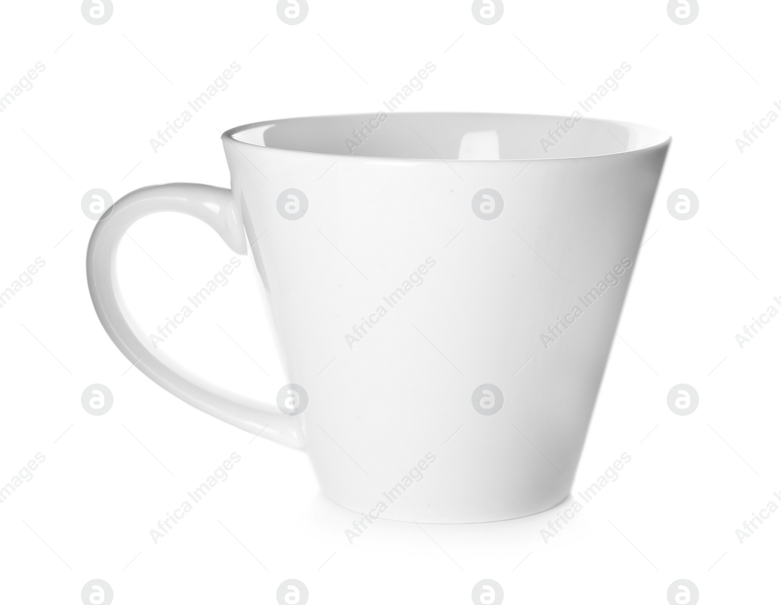 Photo of Clean empty ceramic cup isolated on white