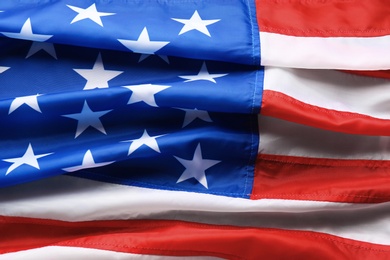 American flag as background, top view. National symbol of USA