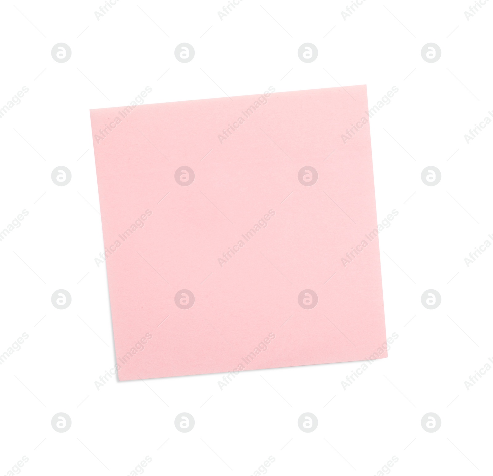 Photo of Blank pink sticky note on white background, top view