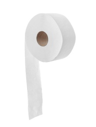 Photo of Toilet paper roll on white background. Personal hygiene