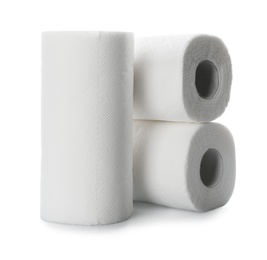 Rolls of paper tissues on white background