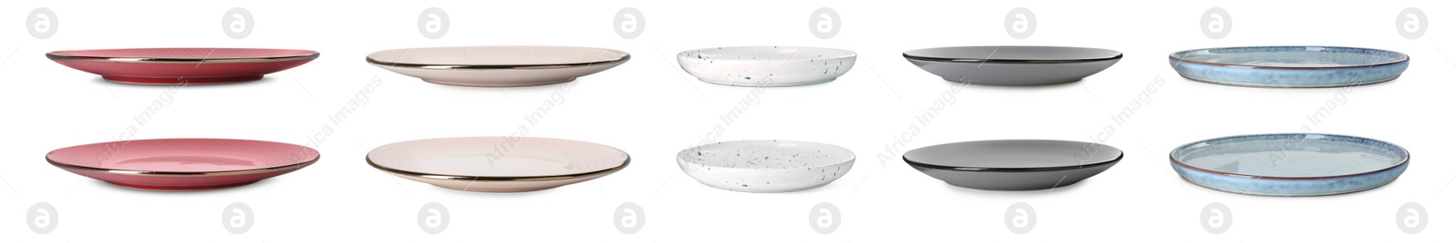 Image of Different clean plates isolated on white, set