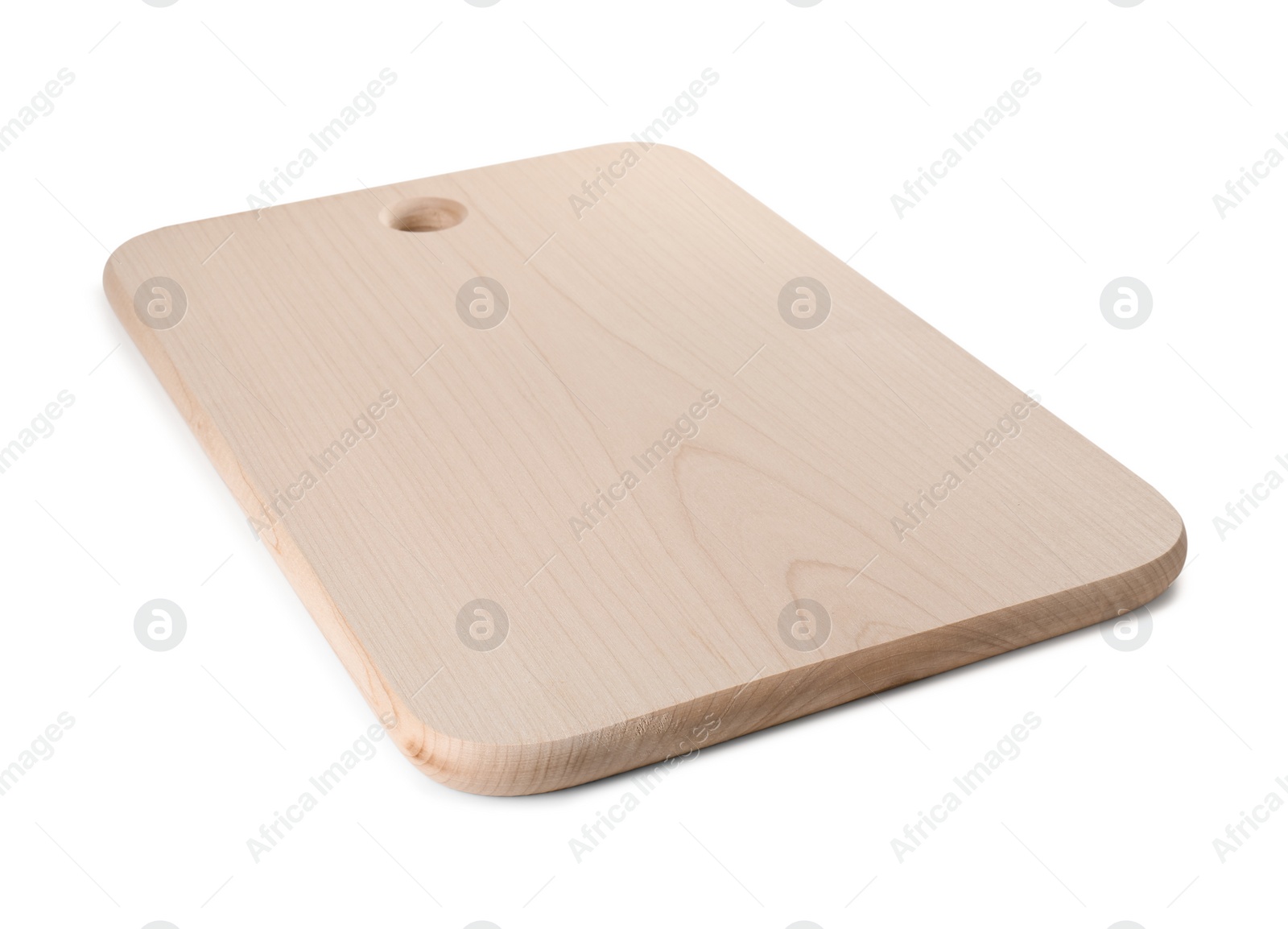 Photo of One wooden cutting board on white background