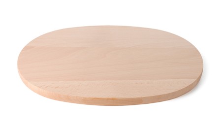 Photo of One wooden cutting board on white background