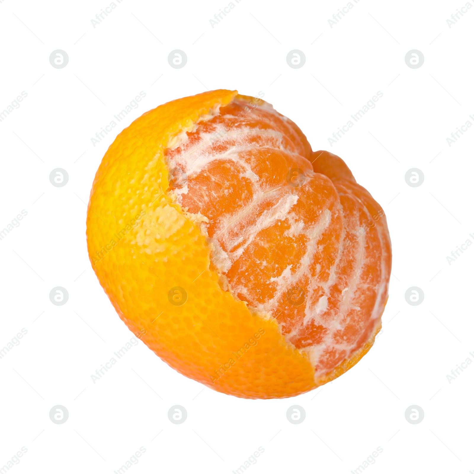 Photo of One fresh ripe tangerine isolated on white