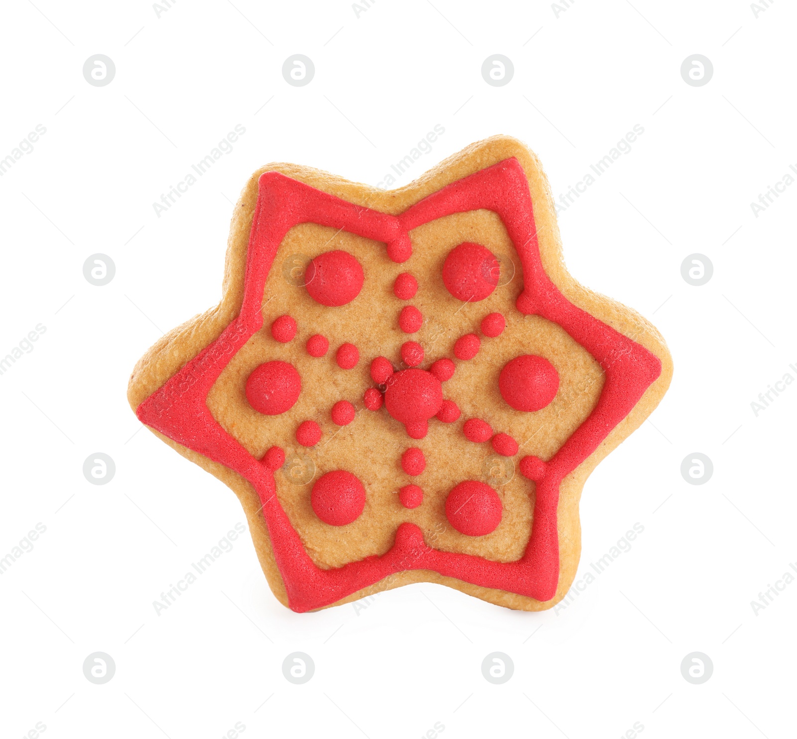 Photo of Tasty homemade Christmas cookie on white background