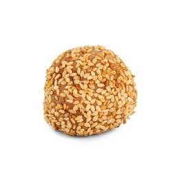 Photo of One delicious sesame ball on white background