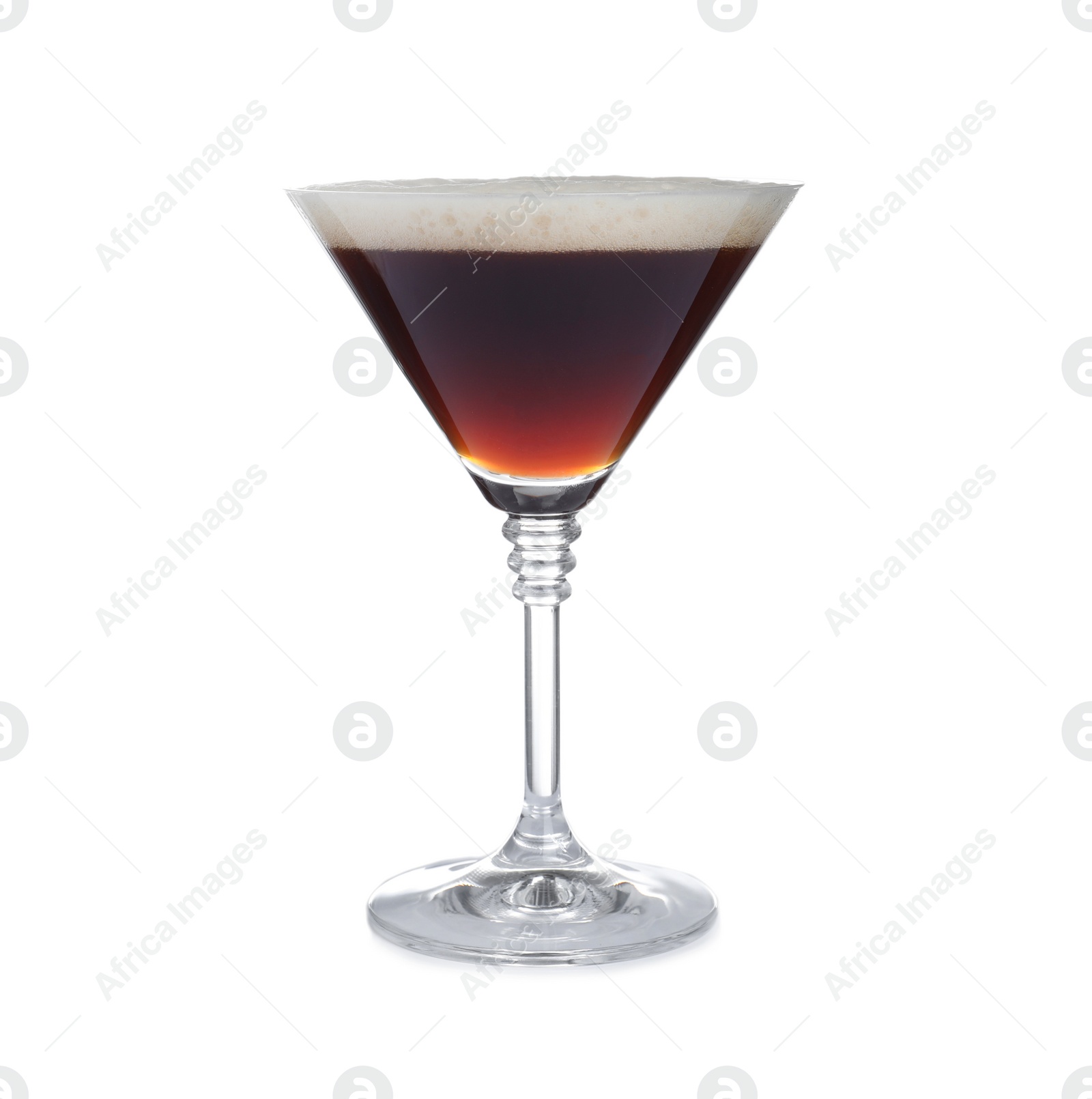 Photo of Fresh alcoholic Espresso Martini cocktail isolated on white