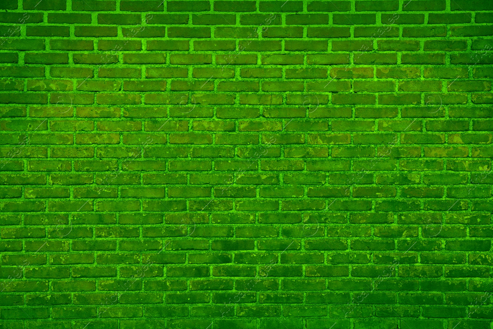 Image of Texture of bright green brick wall as background