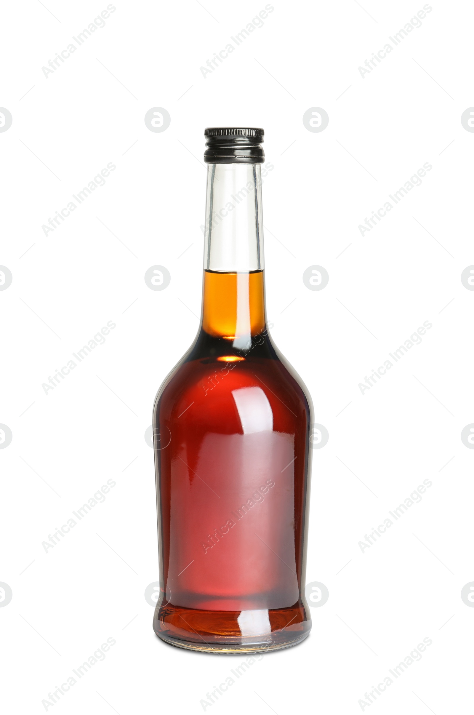 Photo of Bottle of scotch whiskey on white background