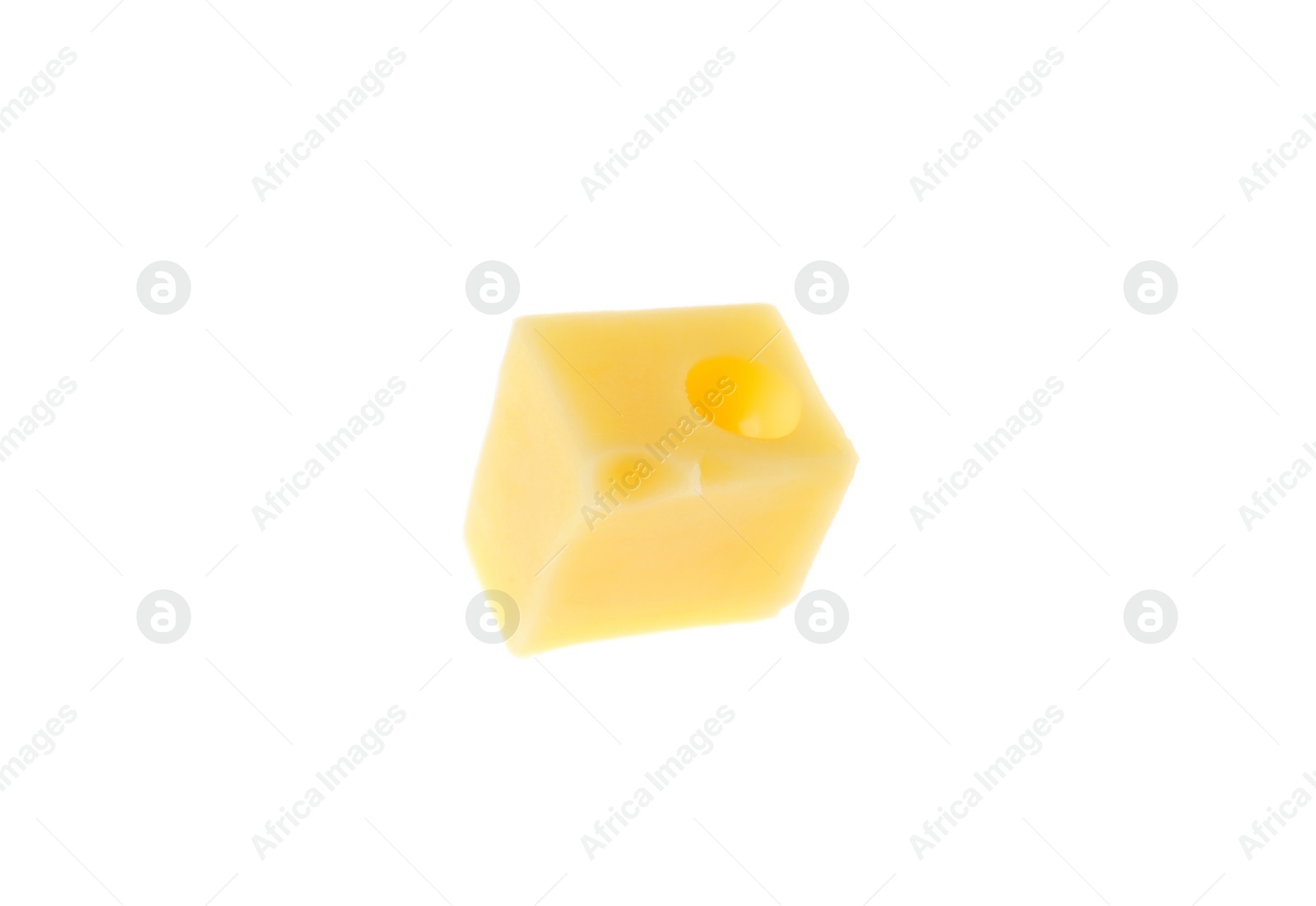 Photo of Cube of delicious cheese isolated on white