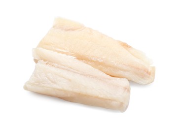 Photo of Pieces of raw cod fish isolated on white